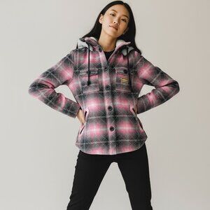 SUPERDRY PINK LUMBERJACK REMOVABLE HOOD JACKET